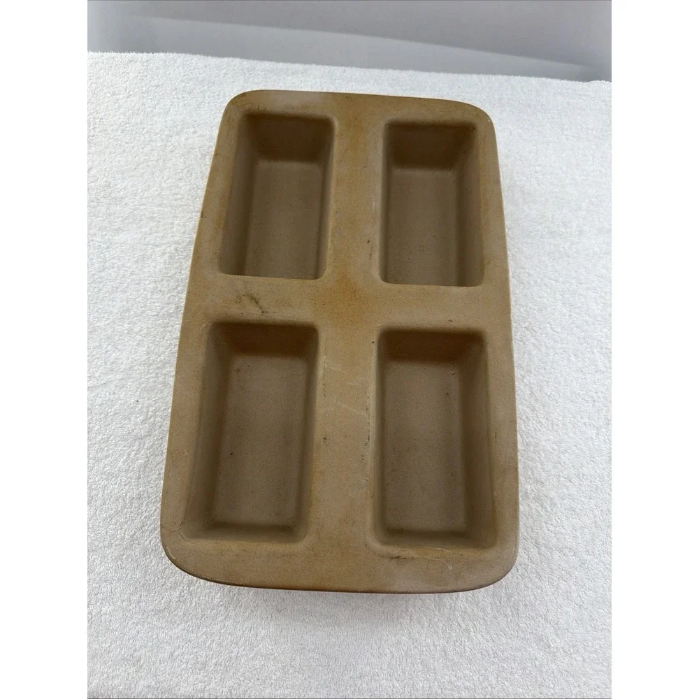 Pampered Chef Mini 4 Loaf Stoneware Bread Pan 15x9 Family Heritage